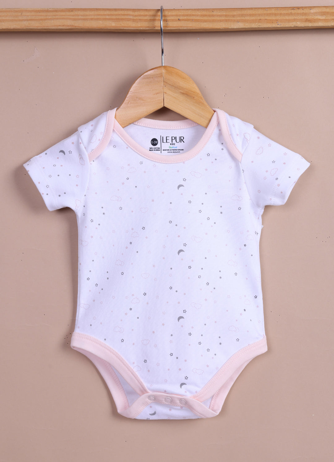 Le Pur Biocool Cotton Baby Girl All-In-One Set – Bodysuit, Sleepsuit & Cap (Peach) - LE PUR!